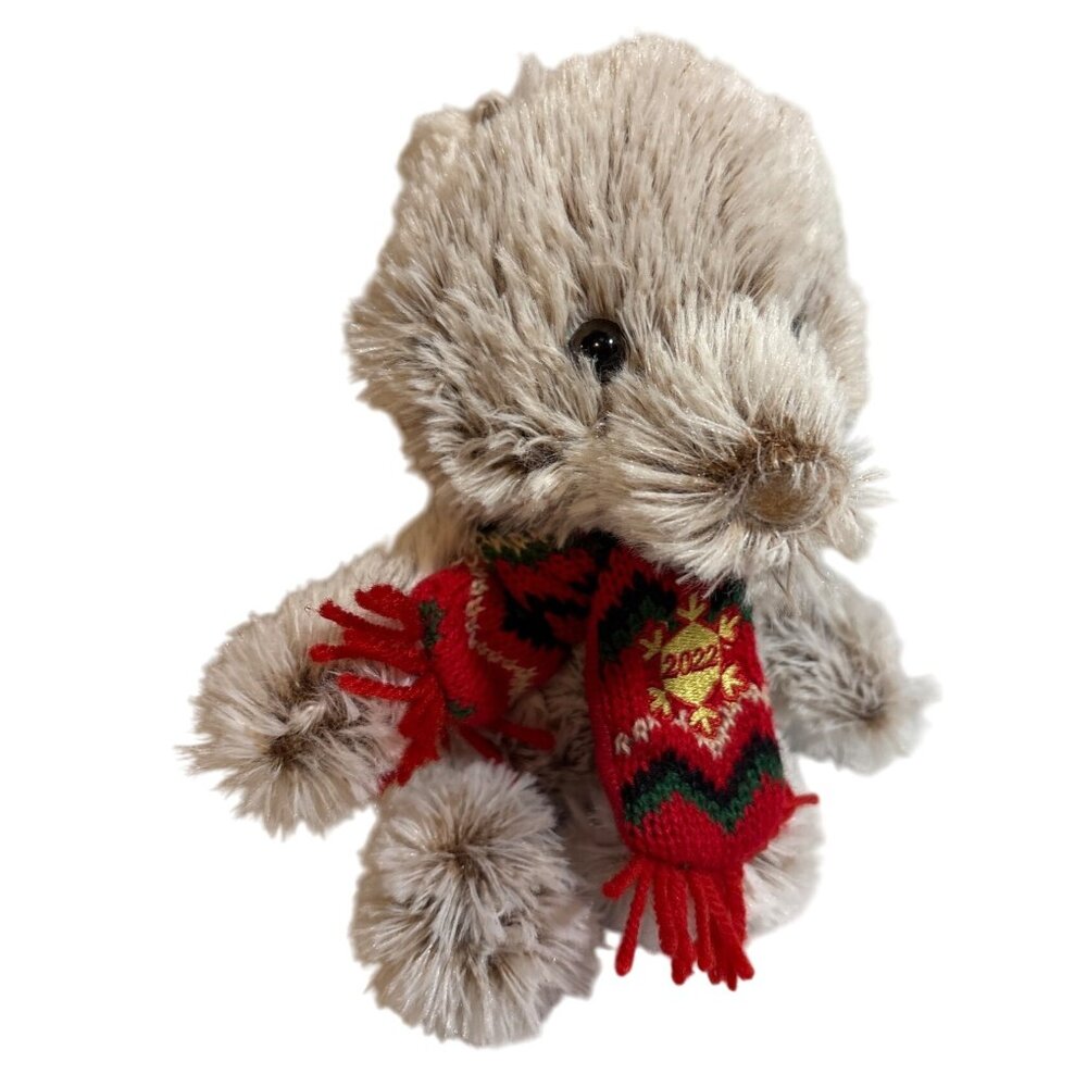 Dan Dee Ornament Holiday Teddy Bear 2022 Loop for Hanging Red Green Knit Scarf
